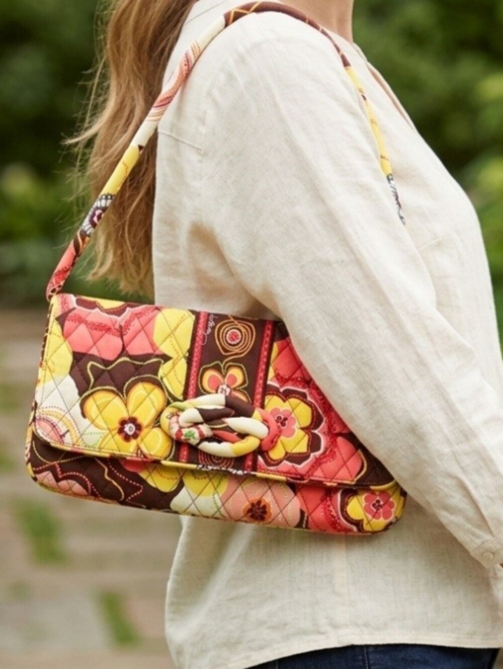 Vera Bradley Knot Just A Clutch Quilted Bag In Floral Buttercup.